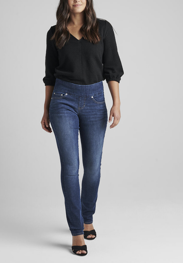 Mid Rise Straight Leg Pull-On Jeans