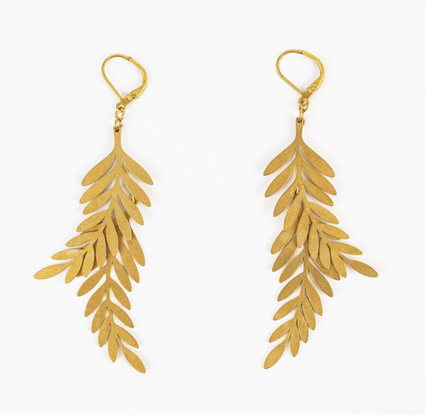 Gold Double Leaf Earrings