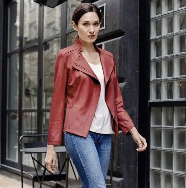 Ruby Liquid Leather Moto Jacket