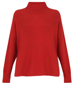 Red Onesize Mock Neck Sweater