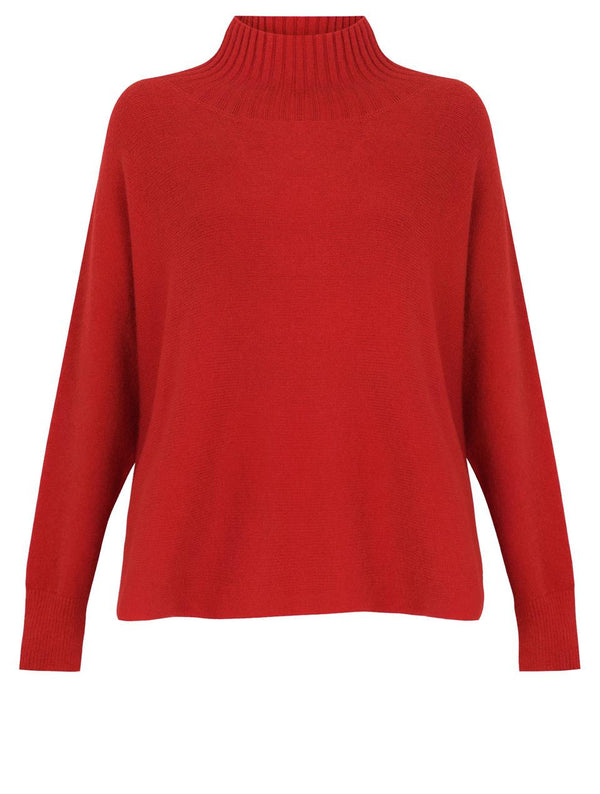 Red Onesize Mock Neck Sweater