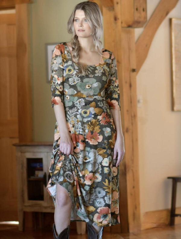 Earth Floral Midi Dress