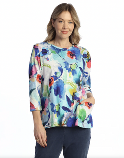 Floral Pocket Cotton Blend Top