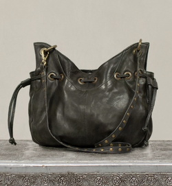 Sun-Baked Black Leather Bag