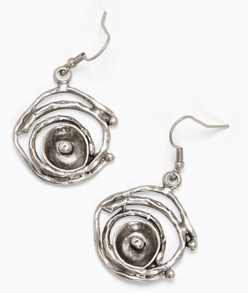 Pewter Abstract Eye Earrings