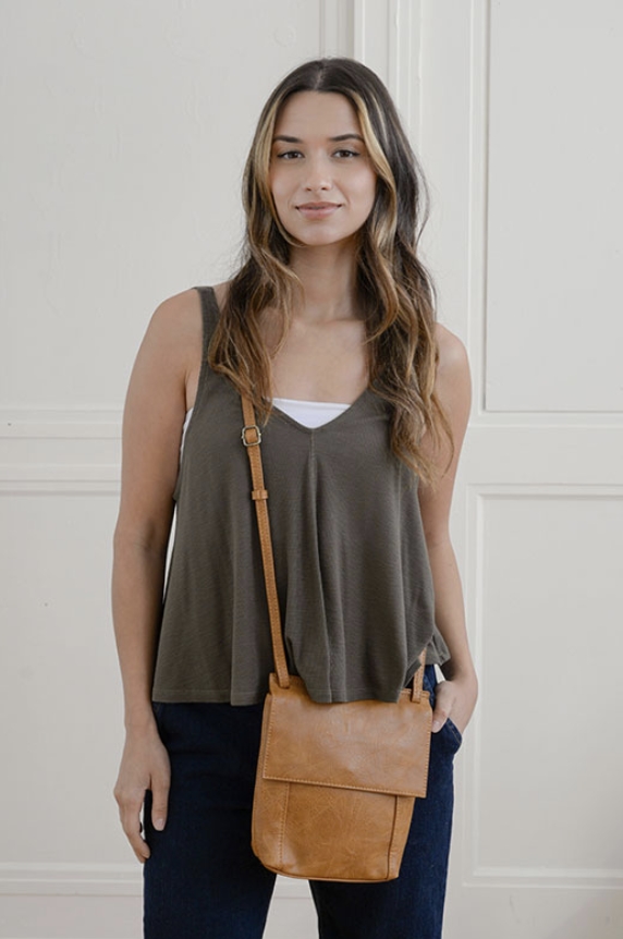 Chestnut Front Flap Crossbody Bag