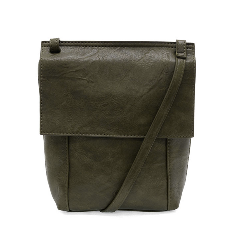 Olive Front Flap Crossbody Bag
