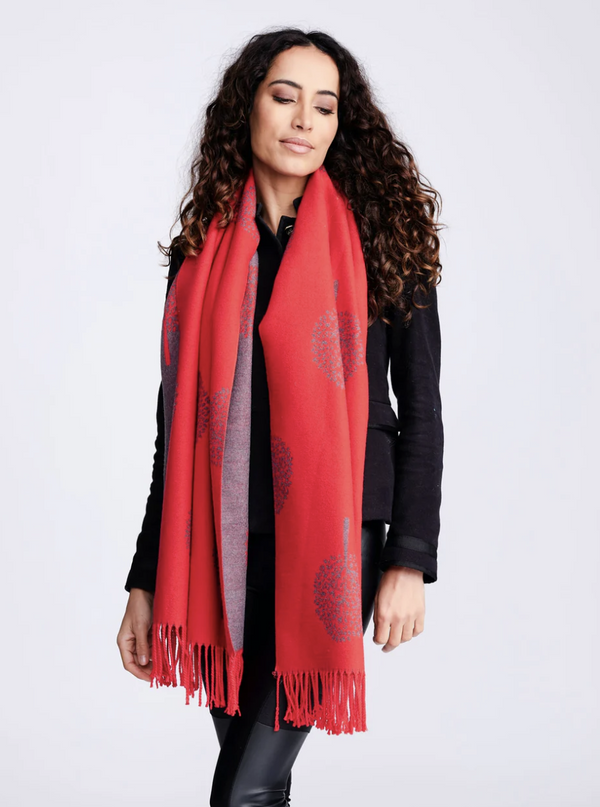 Red Reversible Printed Scarf