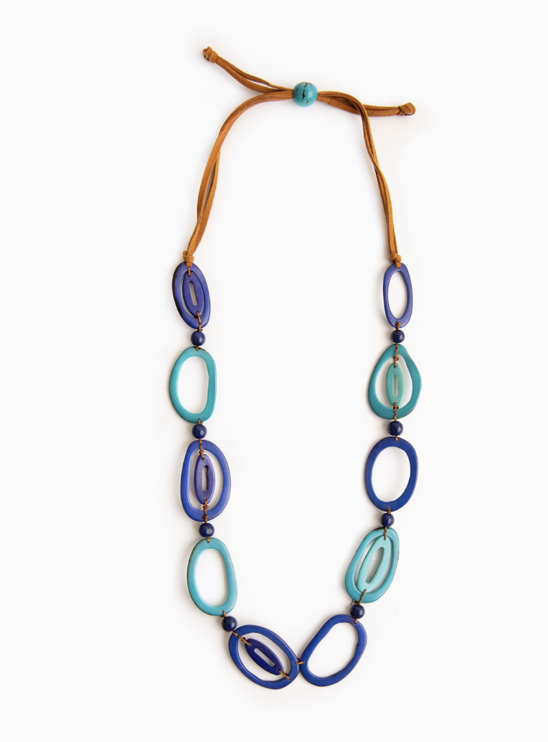 Blue & Turquoise Tagua Nut Necklace