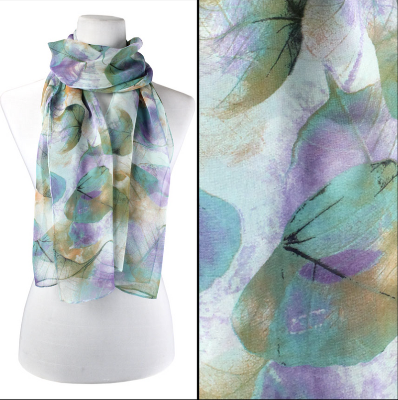 Teal Leaves Silky scarf