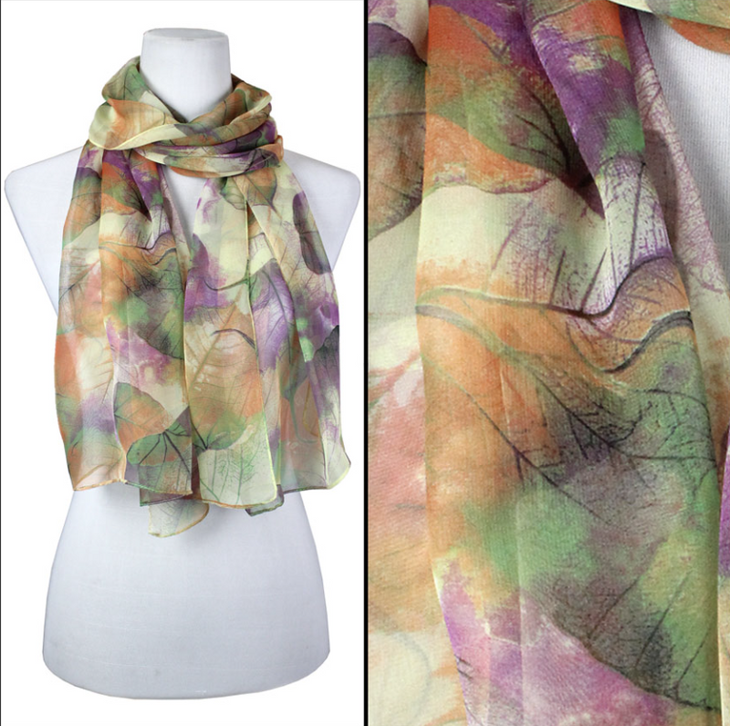 Multi Leaves Silky scarf