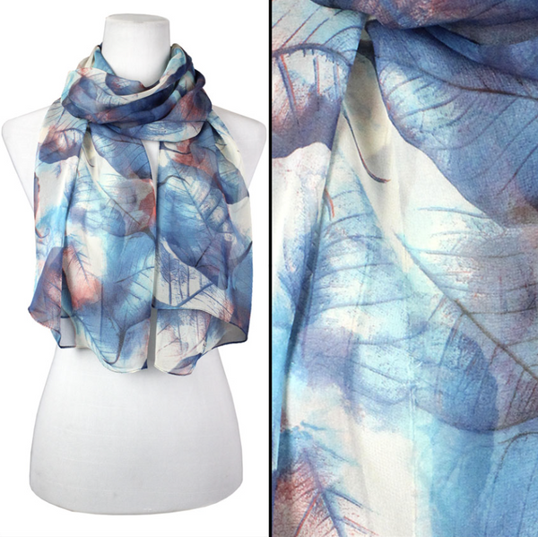 Blue Leaves Silky scarf