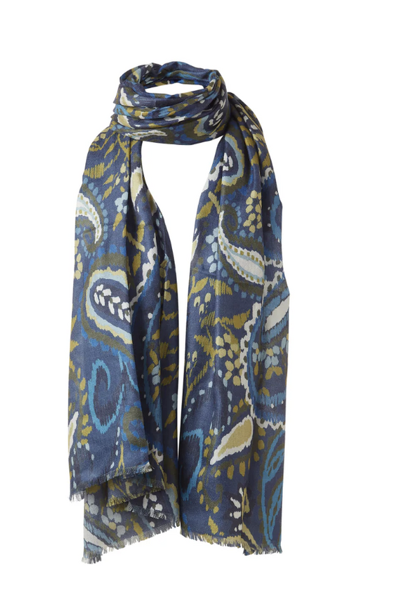 Sapphire Paisley Silk Scarf