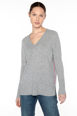 Grey Sport Seam Cashmere Sweater