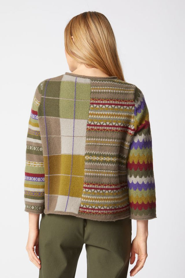 Multi Patchwork Truffle Sweater