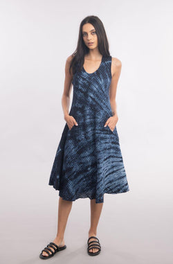 Navy Tie Dye Pocket Dress