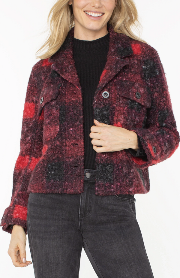 Red Button Front Boxy Shacket