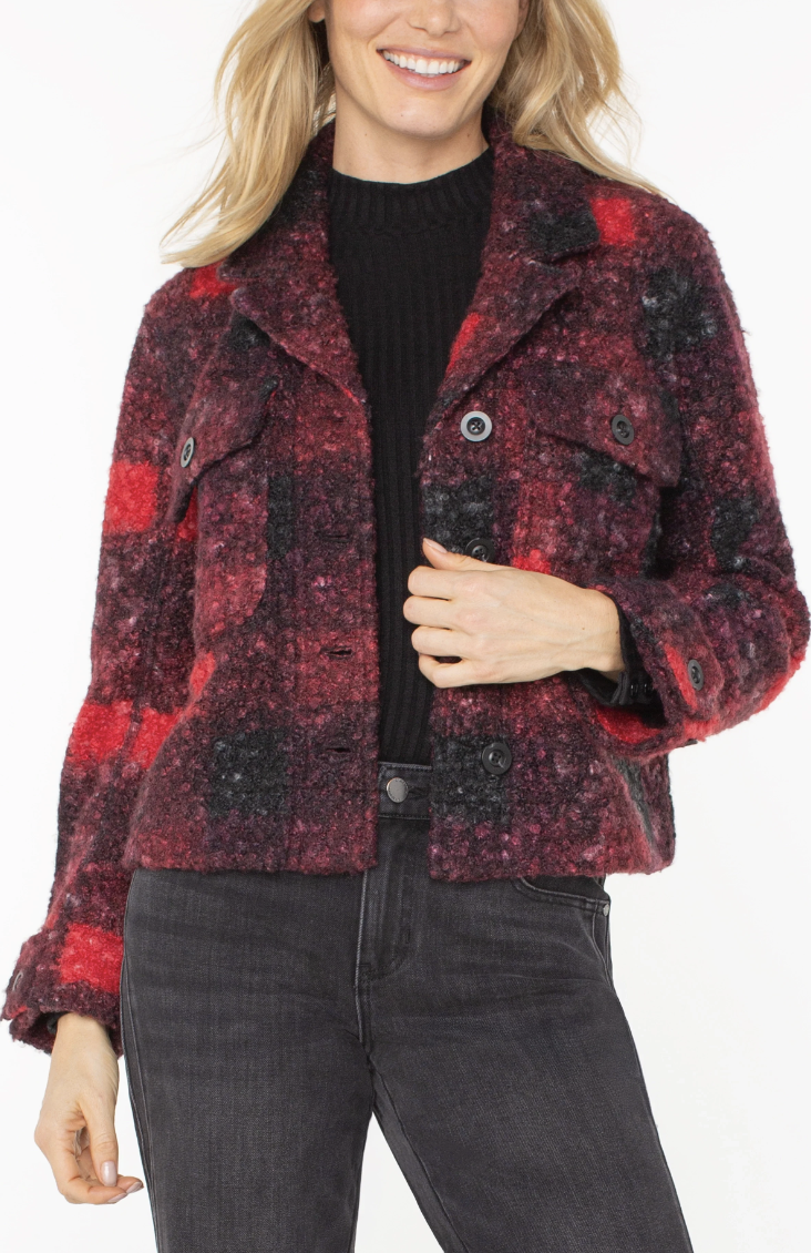 Red Button Front Boxy Shacket