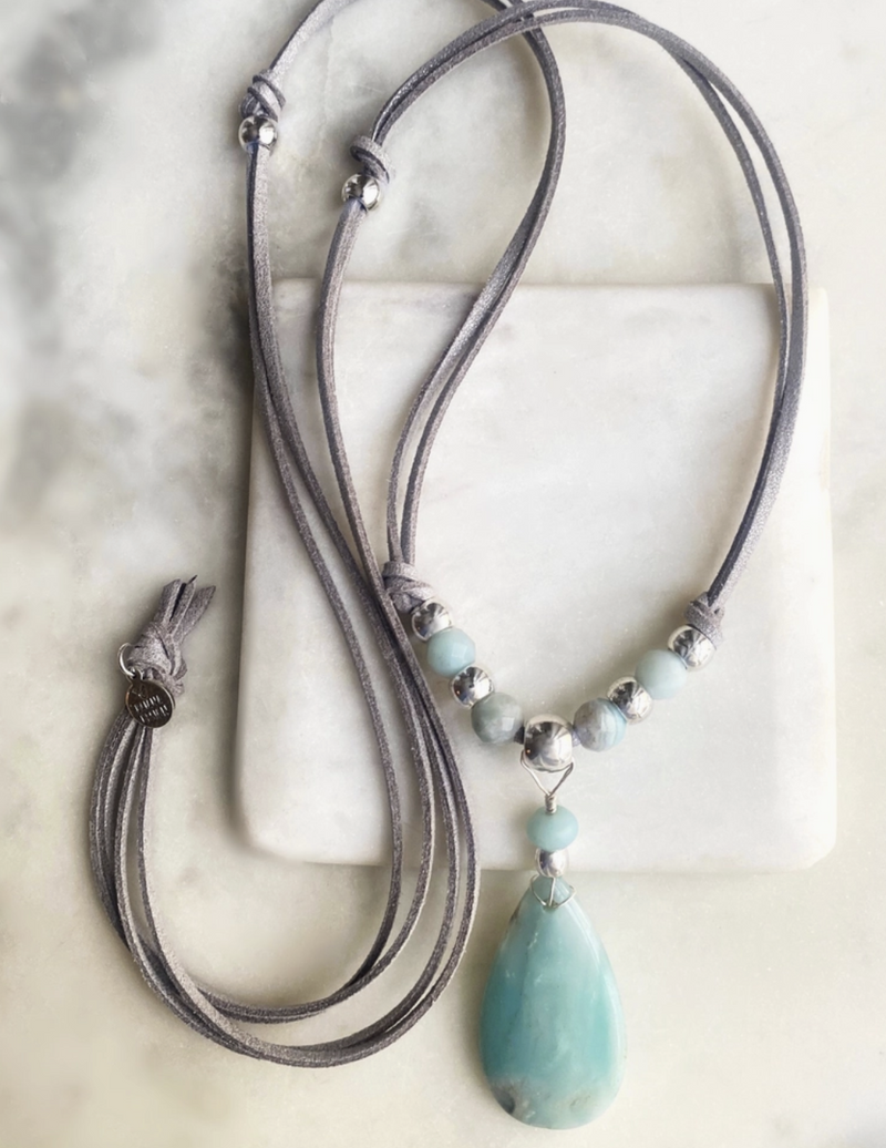 Long Amazonite Stone Necklace