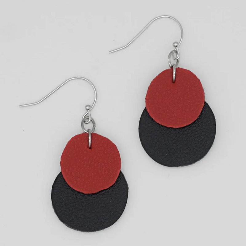 Red Paris Leather Earrings