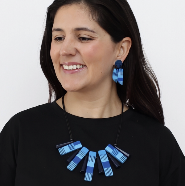 Bright Blue Cascade Charm Necklace