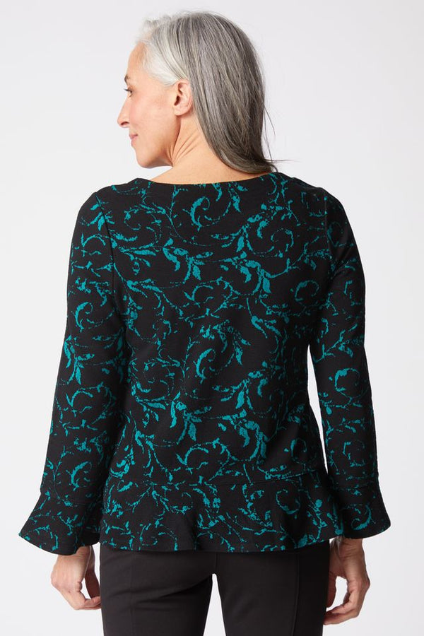 Everglade Jacquard Scroll Peplum Top