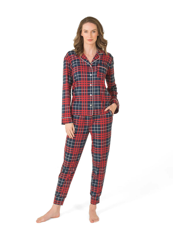 Indigo Plaid Jogger Pajama Set