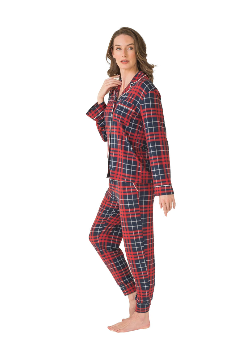 Indigo Plaid Jogger Pajama Set
