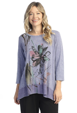 Purple 3/4 Sleeve Cotton Top