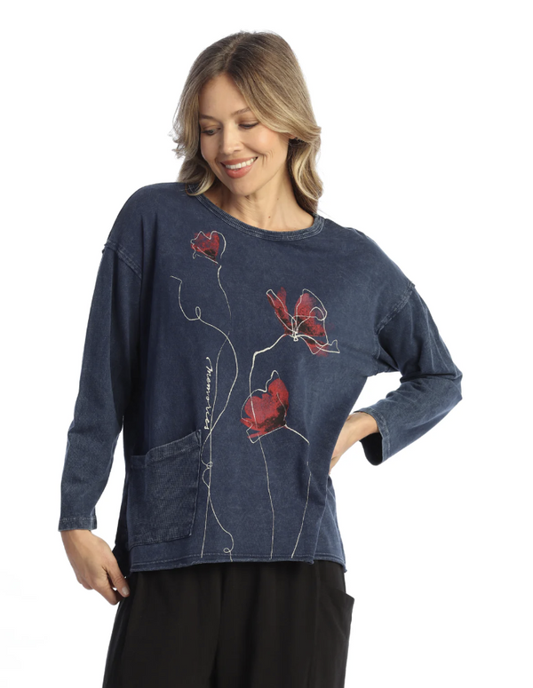 Denim Terry pocket Top