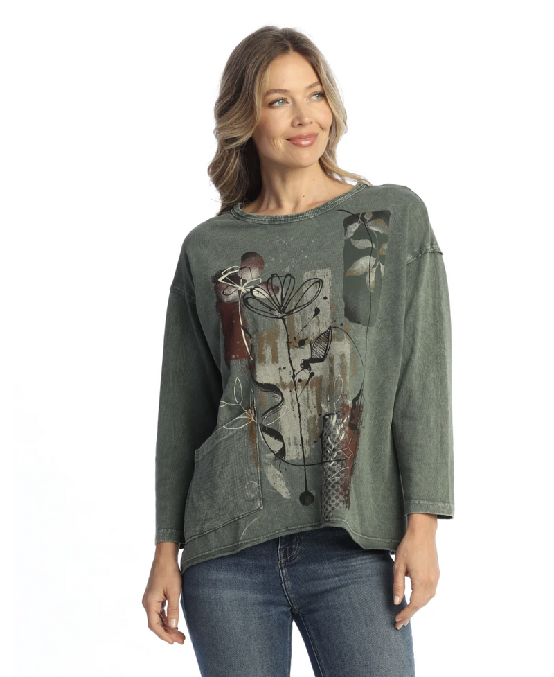 Olive Antigua Terry pocket Top