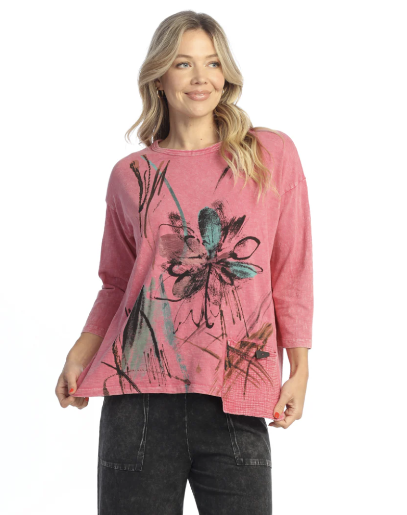 Berry Cotton Gauze Pocket Top