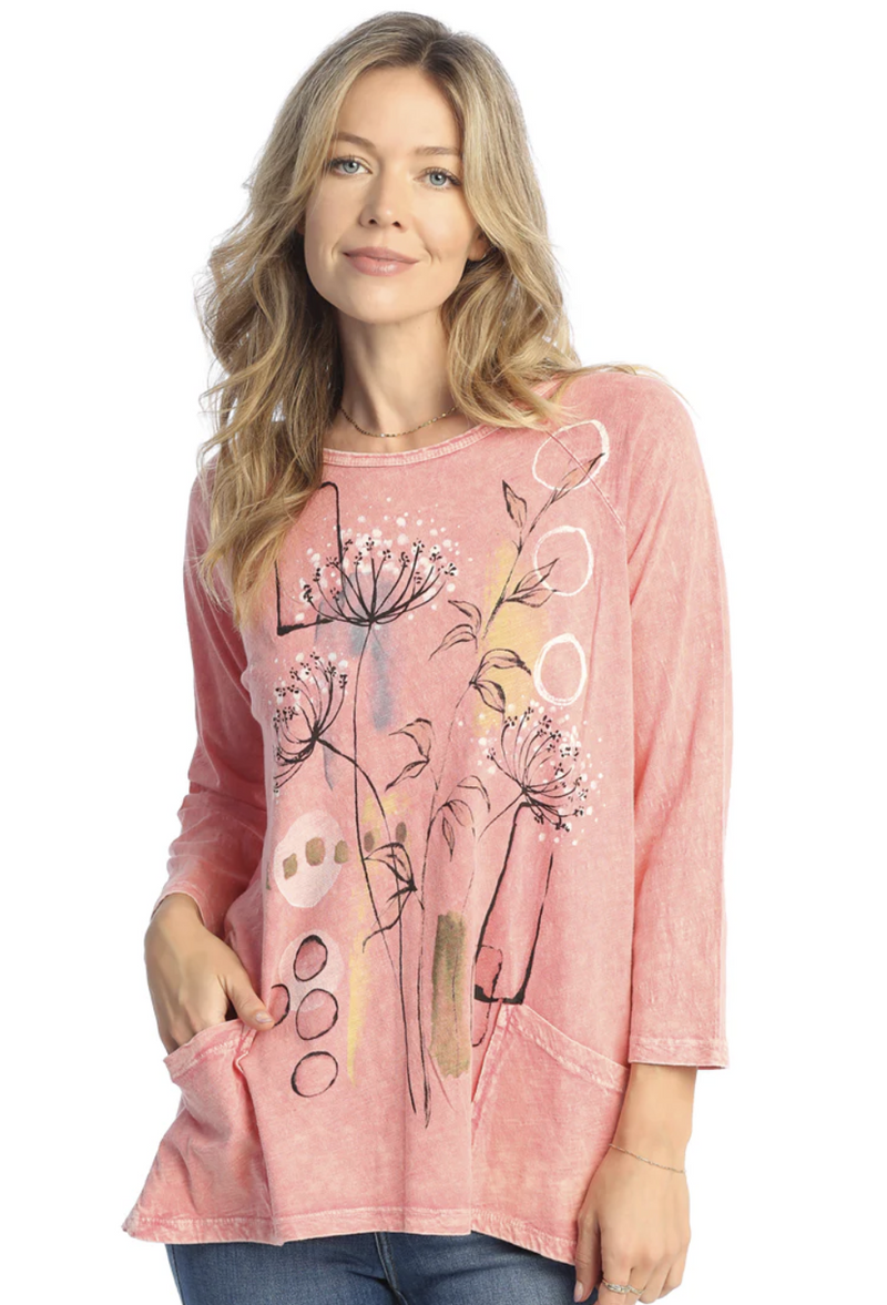 Plus Coral Floral Pocket Top