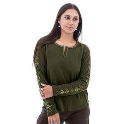 Brielle Green Embroidered Top