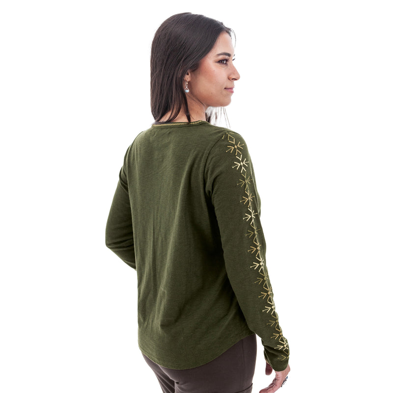 Brielle Green Embroidered Top