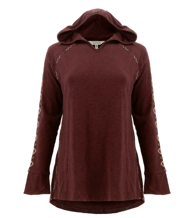 Embroidered Hooded Top