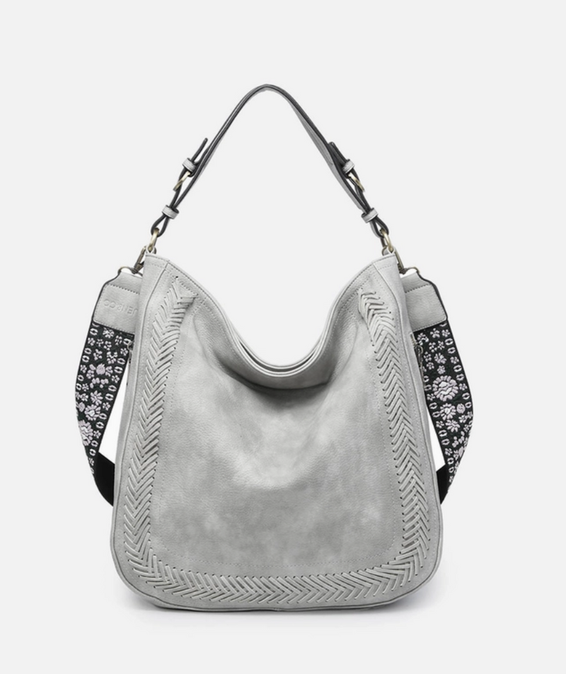 Grey Whipstitch Hobo Bag