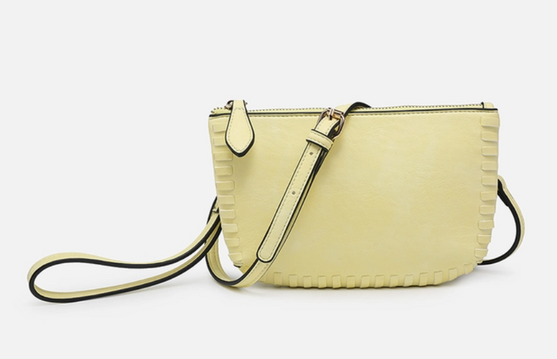 Pale Yellow Dual Whipstitch Crossbody Bag