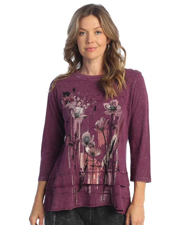 Plum Floral Layered Mineral Top