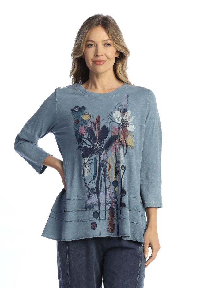 Blue Floral Layered Mineral Top