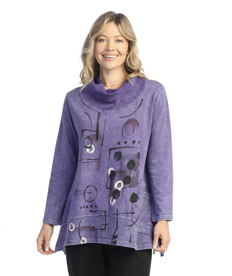 Plus Purple Scribbles Cowl Pocket Tunic