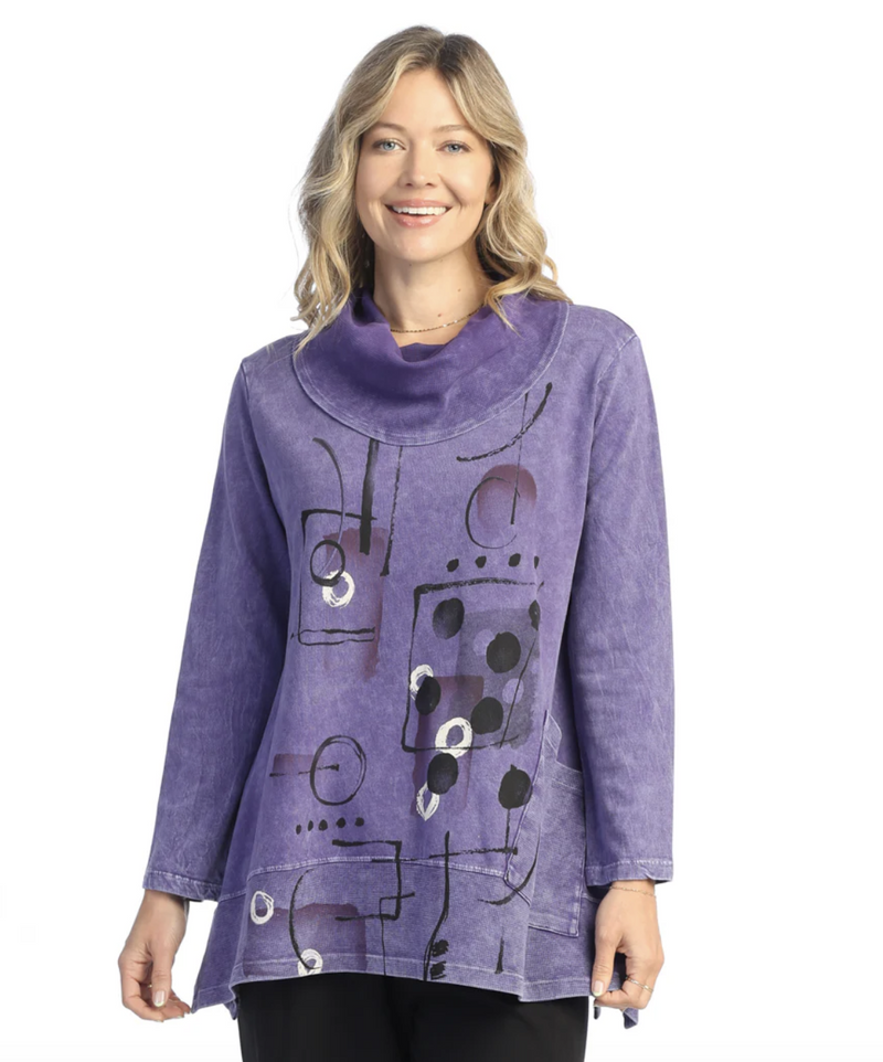 Purple Scribbles Cowl Pocket Tunic