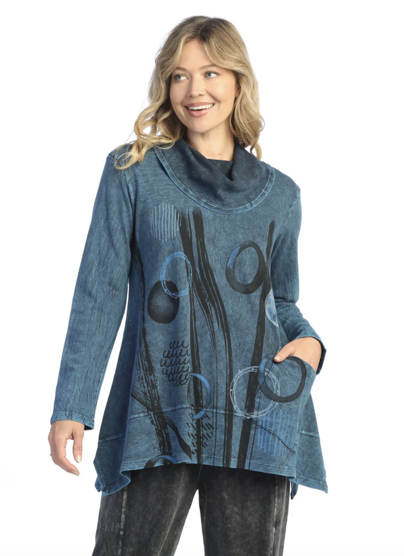 Sapphire Mix Cowl Pocket Tunic