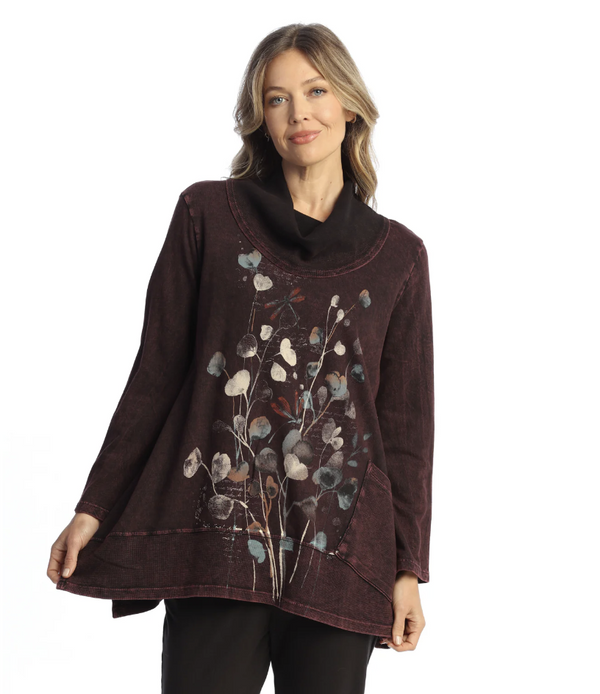 Marisol Wine Cowl Pocket Tunic