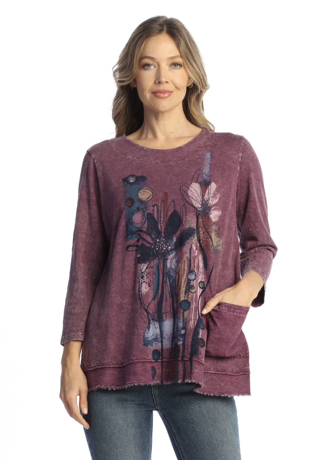 Plus Plum Floral Pocket Top