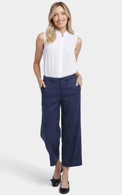 Navy Linen Wide Pant