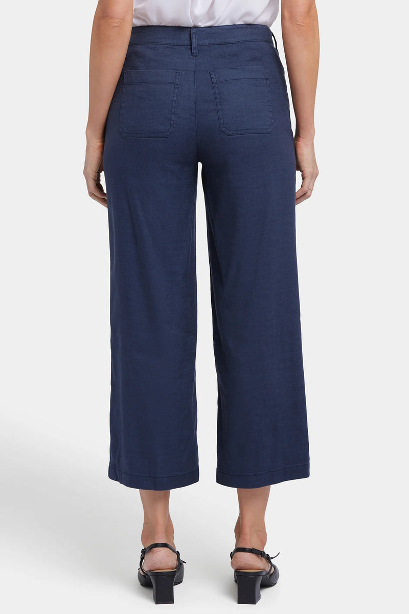 Navy Linen Wide Pant