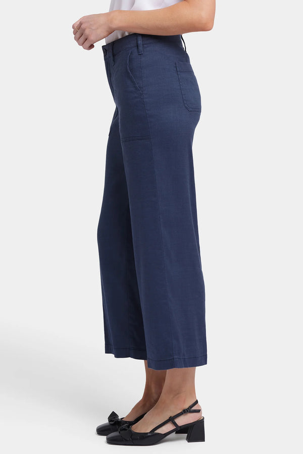 Navy Linen Wide Pant