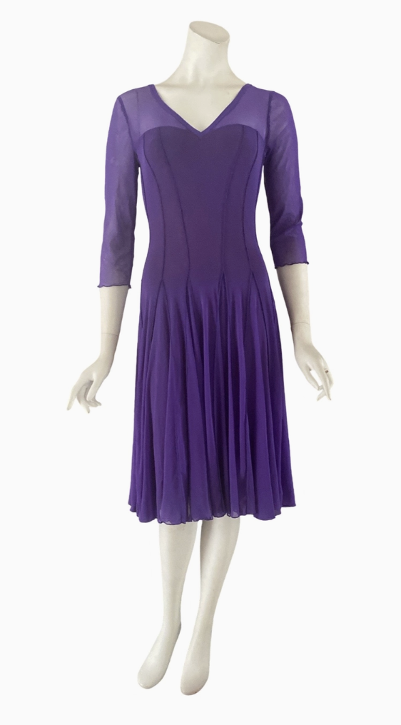 Violet Mesh Panel Midi Dress