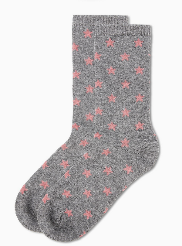 Grey Womens Fallen Stars Cashmere Blend Crew Socks